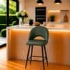 Doe Buck Faux Leather Counter Height Bar Stool in Green Colour with Black Legs