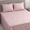 Xian Pink Floral 400 TC Cotton Flat Queen Size Bedsheet with 2 Pillow Covers – Threads