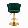 Doe Buck Luxury Green Velvet Adjustable Bar Stool Chair with Gold Hydraulic Base