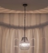 Tindori Clear Crystal With Black Metal Small Hanging Pendant Light