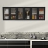 Aluminium Black Profile 6 Fluted Glass Handless Shutters Wall Cabinet In Highland Pine Finish