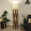 Spectre Wooden Floor Lamp with Brown Base and Jute Fabric Lampshade