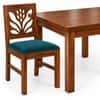 Globally Indian Ankura Solid Sheesham Wood 4 Seater Dining Table Set 4 Chairs Teal Green