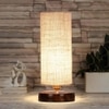 Urie White Jute table lamp with brown wood base