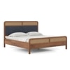 Hanoi Solid Wood Cane King Size Non storage Bed In Amber Walnut Finish Fabric Davis Plus