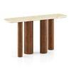Enzo Travertine Marble and Solid Wood Console Table in Amber Walnut finish