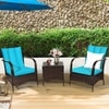 Carry Bird Wicker Patio Furniture Outdoor Balcony Chairs In Brown And Sky Blue Colour
