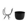 Metal Planter With Stand Set Of 2 In Black Colour