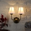 Devansh Dual Gold Metal  Wallmounted Lamp With Cotton Off-White Shade