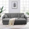William Solid Wood Sofa cum Bed in Grey