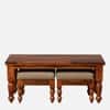 Rangrez Sheesham Wood Nesting Coffee Table in Honey Oak Finish with Cushioned Stools by Mudramark