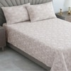 Creamy Beige Floral Cotton  400 Tc Flat  Single Bed Size  Bedsheet With 2 Pillow Covers