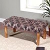 Camilla Solid Wood 2 Seater Bench In Black Diamond Jackard Fabric