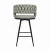 Doe Buck Presley Braided Faux Leather Bar Stool in Sage Colour