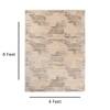 Abstract Beige Ivory Wool Silk Handmade Area Rug for Living Room 4x6