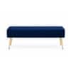 Doe Buck Upholstered Bench in Blue Colour with Channel Stitching and Gold Legs