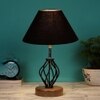 Elaina Black cotton Table lamp with Wood & Iron Base