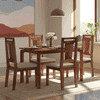 Catria - Martha 4 Seater Dining Table Set (Colour- Wheat Brown , Finish- Teak)