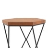 Dyson Hex Solid Wood Side Table In Amber Walnut Finish With Black Base