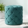 Dallas Solid Wood Ottoman Pouffee in Turquoise Sea Velvet