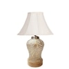 Devansh Off White Cotton  Shade  Lamp With  Wood & Mosaic Glass Base For Decoration /Office/Home/Gifting/Study For Office/Home/Gifting -(12X12X16) Inches -