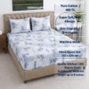 White And Blue Floralcotton 400 Tc  Fitted Double Queen Size Bedsheet With 2 Pillow Covers