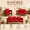 Rangrez Sheesham Wood 1 Seater Sofa in Honey Oak Finish with Red Cushion