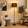 Fionn Black Cotton Floor Lamp with Solid Wood