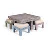 Blane Sheesham Wood Country Side Coffee Table Set With 4 Stools In Antique Multicolour Finish