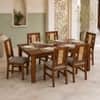 Globally Indian Remy Solid Sheesham Wood 6 Seater Dining Table Set 6 Chairs Grey