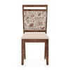 Fidora 4 Seater Dining Table With Set Of 4 Alaine Dining Chairs (Colour- Calico Floral Retreat & Pony Beige, Finish- Teak)