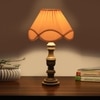 Devansh Off-White Cotton Vintage  Lamp With Wood Base (12X20)