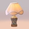 Devansh Off-White Vintage Cotton Pleated Shade Lamp With Wood & Mosaic Glass Base For Decoration/Office/Home/Gifting/Study For Decoration/Office/Home/Gifting/Study
