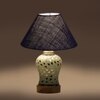 Devansh Conical Blue Jute Shade Lamp With Wood & Mosaic Glass Base For Decoration/Office/Home/Gifting/Study For Decoration/Office/Home/Gifting/Study -(10X10X14.5) Inches -A