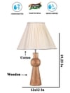 Devansh Off-White Cotton Vintage  Lamp With Wood Base (12X19.25)