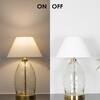 ELVORA Diamond Cut Clear Glass Table Lamp with Brass Base