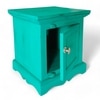 Queens Sheesham Wood Bedside Table in Antique Green Finish