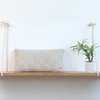 Square Check Beige Cotton Knitted Cushion Cover 12X20 Inches