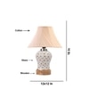 Devansh Off-White Cotton Shade Cross Pleated Lamp With Wood & Mosaic Glass Base For Decoration/Office/Home/Gifting/Study For Decoration/Office/Home/Gifting/Study