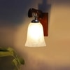 Devansh Solid Wood Electric Wall Light in Brown Colour with White Shade Count of 1 Light