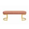 Doe Buck Upholstered Oval Bench in Pink Colour with Gold Loop Legs