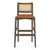 Weber Solid Wood and Cane Bar Chair (Danish Walnut Finish, Nappa Tan Leatherette Colour)