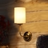 Devansh Metal Electric Wall Light in Gold Colour with off-white Shade Count of 1 Light