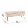 Doe Buck Velvet Tufted Storage Bench in Beige Colour with Gold Legs