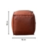 Cube Collection Tan Faux Leather Pouf Ottoman