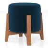 Nicole Stool In Amber Walnut Finish With Blue Micro Velvet Colour