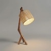 Emphasis Wooden Table Lamp with Brown Base and Yellow Fabric Lampshade