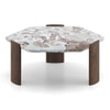 Kanso Hexagon Toronto Marble And Solid Wood Coffee Table In Danish Walnut Finish