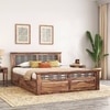 Bunai Solid Wood Queen Size Box Storage Bed In Teak Finish