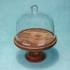 Ireka Homes Party Bell Acacia Wood Cake Stand with Glass Dome